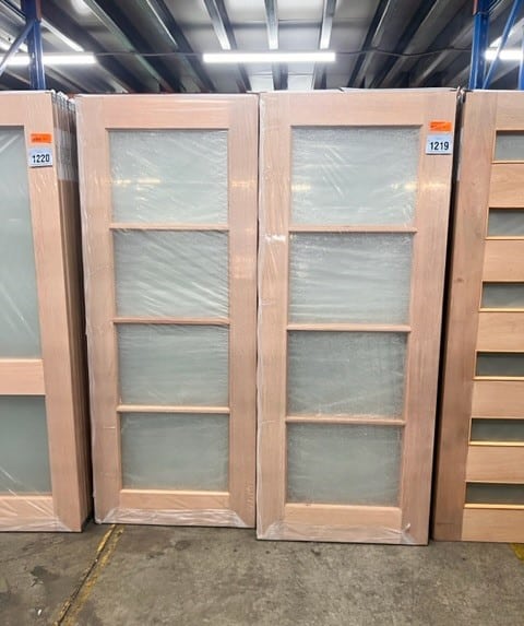 820x2040x40mm 4 Lite Timber veneered engineered Entrance door (Pick up only)