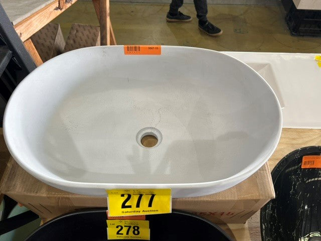 Grey terrazzo resin oval basin