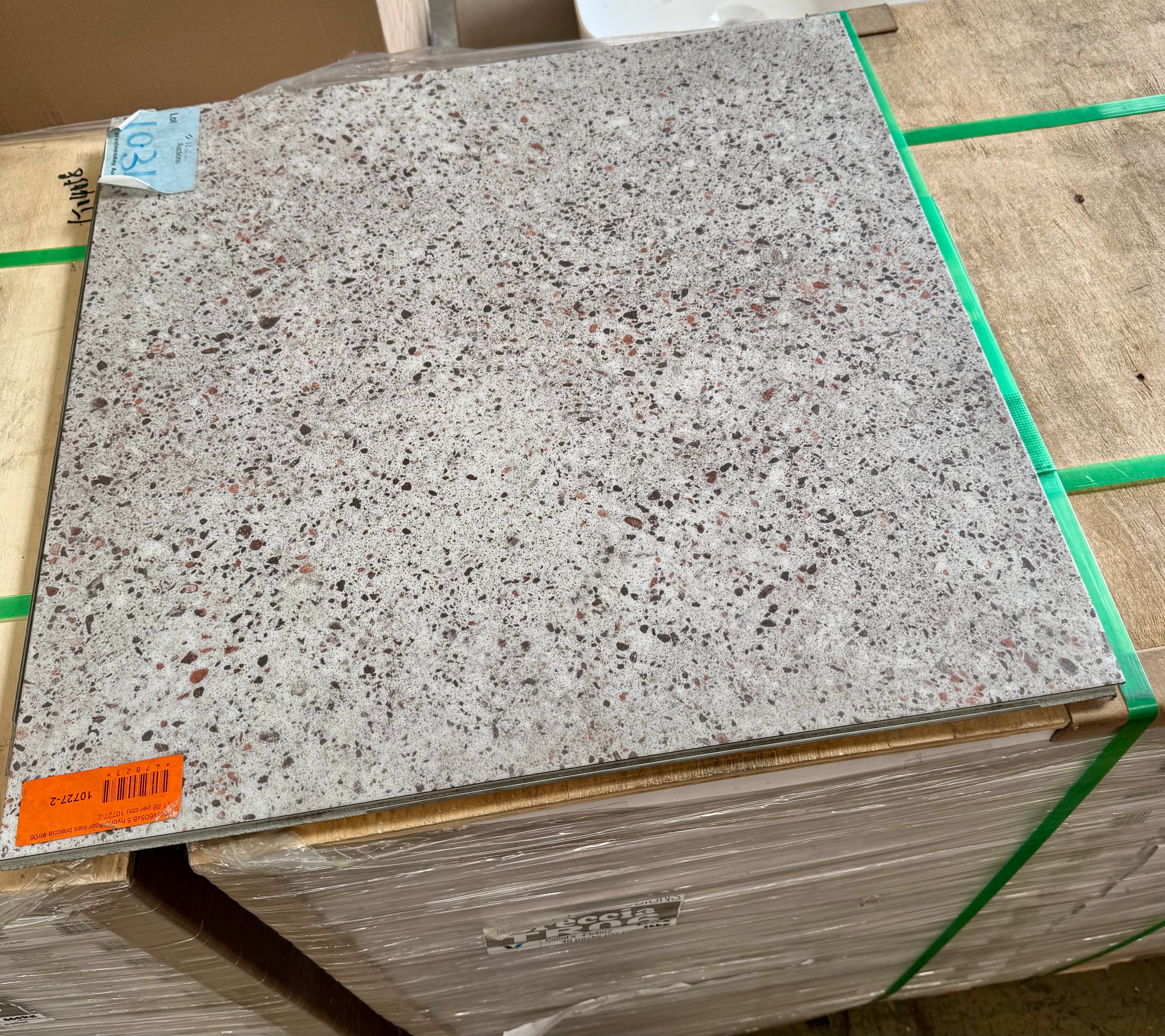 605x605x8.5 Breccia Grey hybrid floor tiles $9sqm (Pick up only)