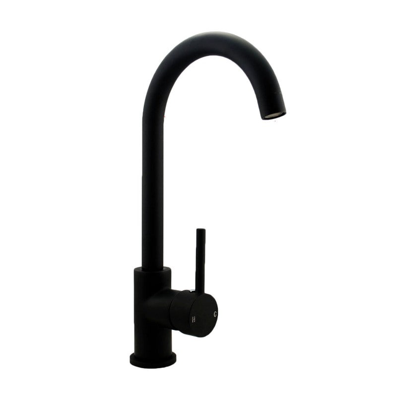 Round Matt Black Kitchen Sink Mixer Tap OX1026