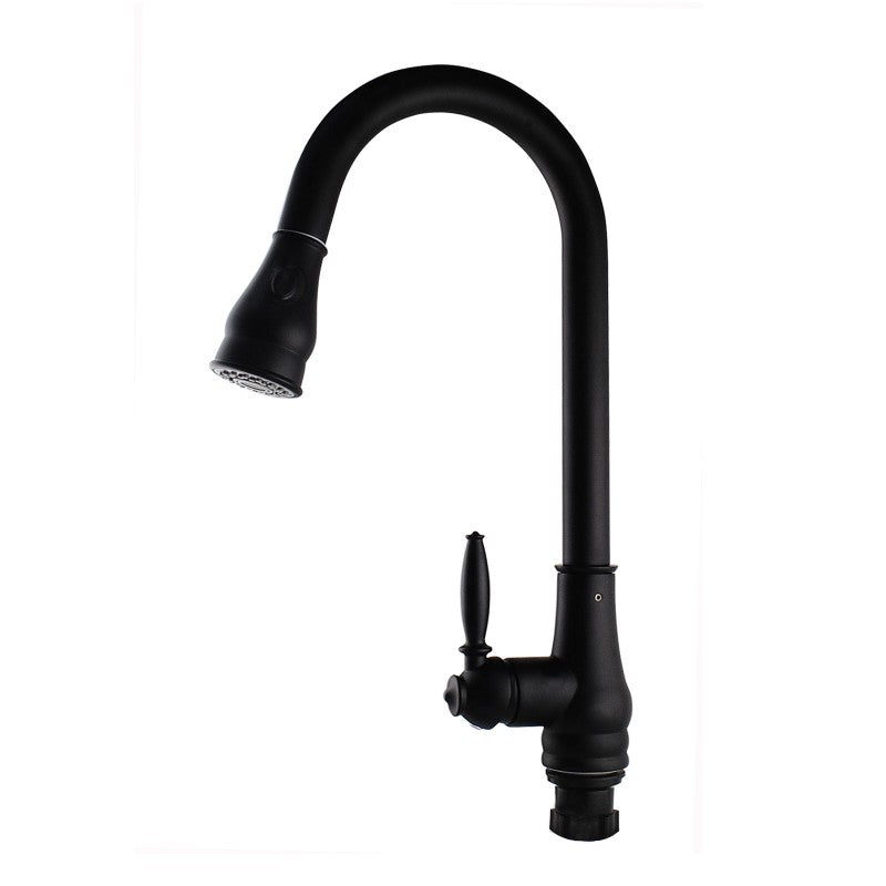 Round Black Vintage Pull Out Kitchen Sink Mixer Tap OX1018