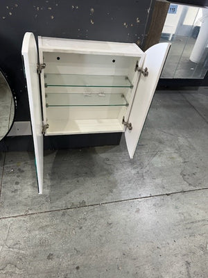 800mm White round mirrored shaving cabinet