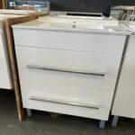 750mm Paris white gloss 2 drawer vanity with White porcelain top