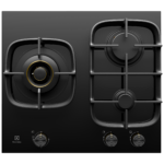 Electrolux 600mm 3 burner black ceramic glass gas cooktop EHG635BE 